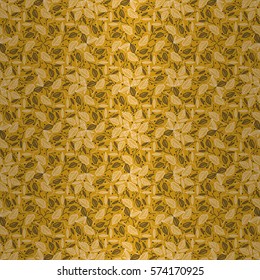 Citrus yellow geometrical seamless pattern in herbarium style.