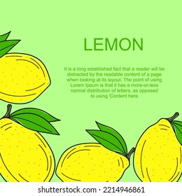 Citrus yellow lemon banner vector illustration. Lemon background in copy space. lemon frame. vector eps10