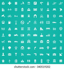 city 100 icons universal set for web and mobile