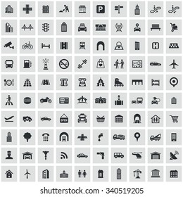 city 100 icons universal set for web and mobile