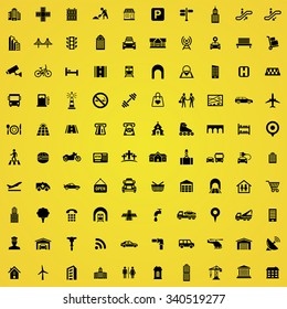 city 100 icons universal set for web and mobile