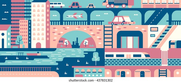 City abstract background flat