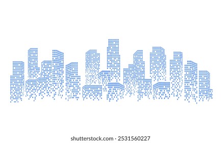 City abstract background with many skyscraper, digital backdrop.