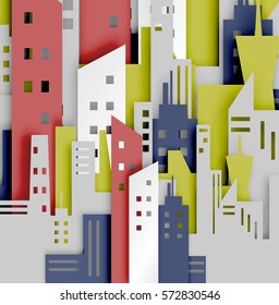 City abstract background paper art style vector illustration