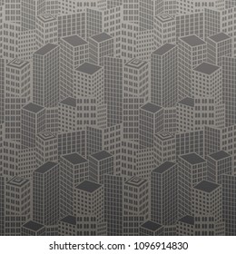 City abstract grey pattern. Monochrome geometric endless ornament. Modern stylish urban vector background.