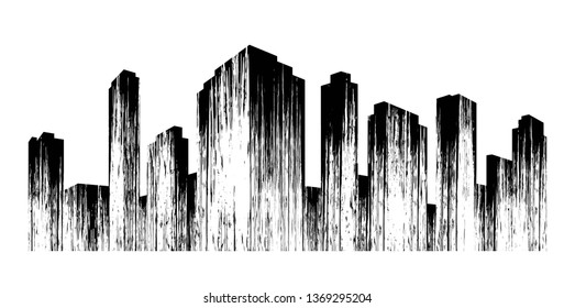 City. Abstract metropolis black silhouette. Cityscape with a unique texture. Isolation. Vector