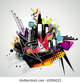 city abstract vector illustration