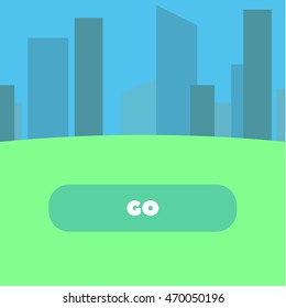City abstract vector style flat with a modern illustration of the GO button art