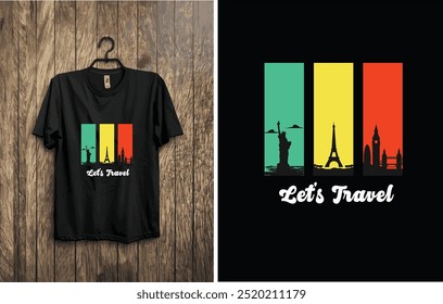 City Adventure Travel T-Shirt Design – Embrace your wanderlust with this stylish cityscape artwork. Perfect for travelers, globetrotters, and city lovers.