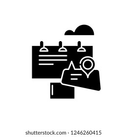 City advertising black icon, vector sign on isolated background. City advertising concept symbol, illustration 