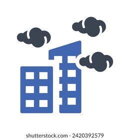 Icono de contaminación del aire de la ciudad, gráficos de vectores