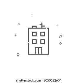 City apartment building simple vector line icon. Building symbol, pictogram, sign isolated on white background. Editable stroke. Adjust line weight.