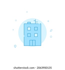 Icono vectorial de la ciudad. Ilustración plana. Símbolo de construcción, estilo de línea relleno. Diseño monocromo azul. Trazo editable. Ajustar el peso de la línea.