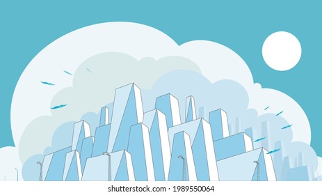 City appearance with blue tone shows cool and modern vector illustration graphic EPS10