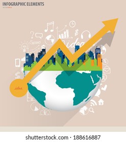 City with application icon, modern template design. Vector illustration.