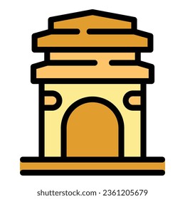 Stadtbogen-Symbol-Umrandungsvektor. Reisekultur. Nationale Kunstfarbe