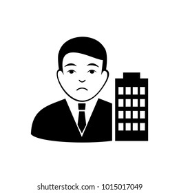 City Architect vector pictogram. Style is flat graphic bicolor symbol, blue and gray colors, white background.