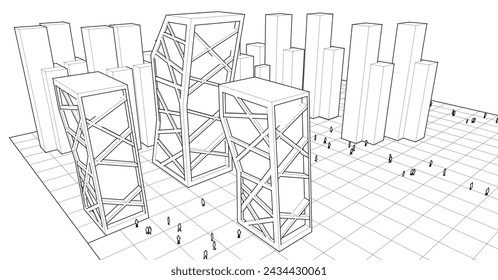 city ​​conceptual architecture 3d illustration