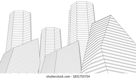 city ​​abstract architecture 3d illustration vector background