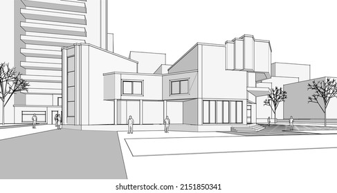 Stadt ​ ​ Büroarchitektur 3D Rendering