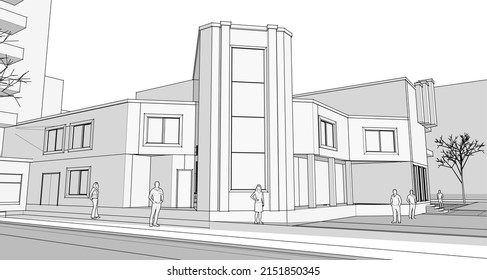 Stadt ​ ​ Büroarchitektur 3D Rendering