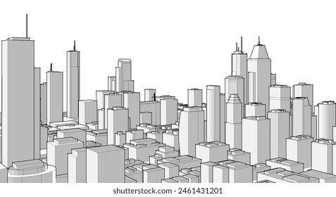  ciudad moderna arquitectura 3d render