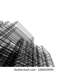 city architecture abstract, 3d illustration
