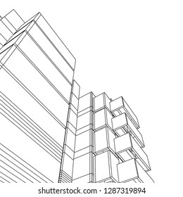 city architecture abstract, 3d illustration