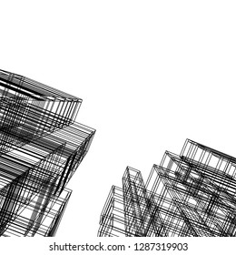 city architecture abstract, 3d illustration