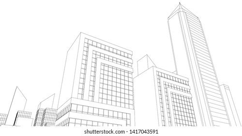 city architecture abstract 3d illustration