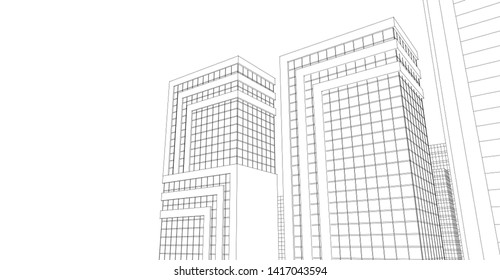 city architecture abstract 3d illustration