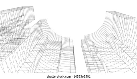 city architecture abstract 3d illustration