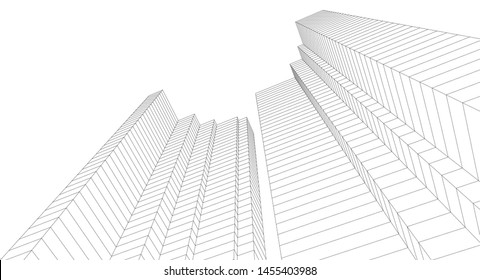 city architecture abstract 3d illustration