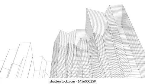 city architecture abstract 3d illustration