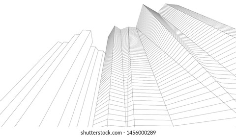 city architecture abstract 3d illustration