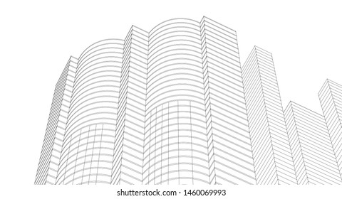 city architecture abstract 3d illustration