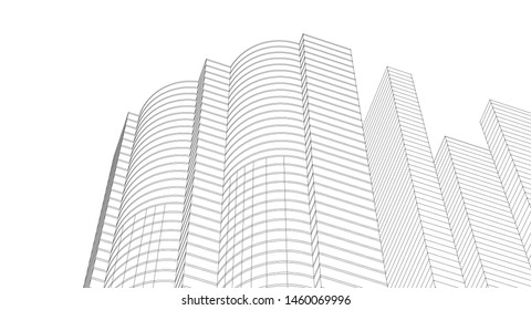 city architecture abstract 3d illustration