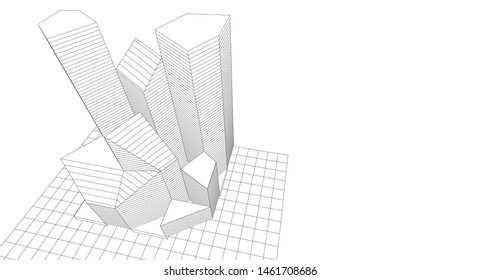 city architecture abstract 3d illustration