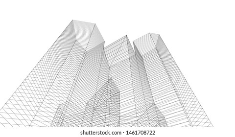 city architecture abstract 3d illustration
