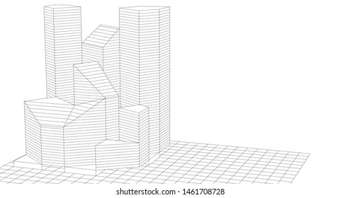 city architecture abstract 3d illustration