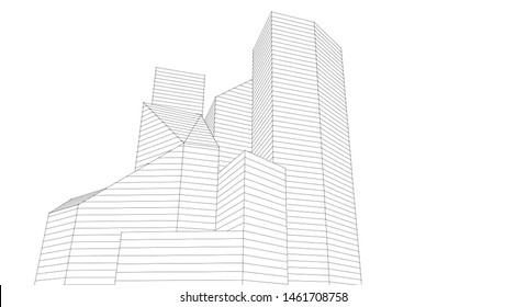 city architecture abstract 3d illustration