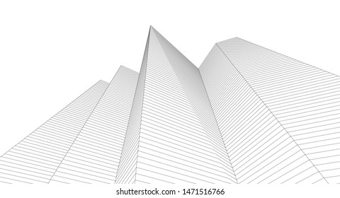 city architecture abstract 3d illustration