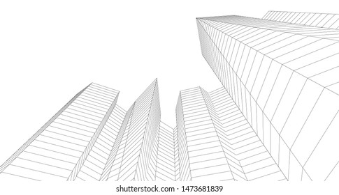 city architecture abstract 3d illustration