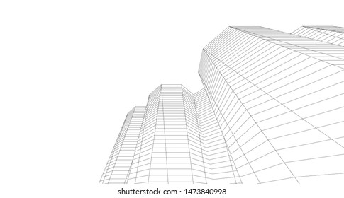 city architecture abstract 3d illustration