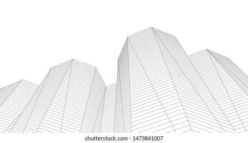 city architecture abstract 3d illustration
