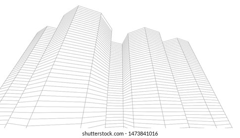 city architecture abstract 3d illustration