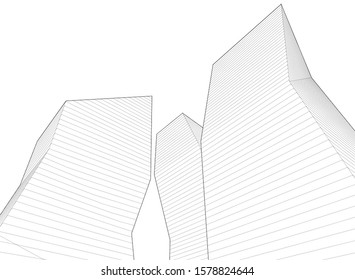 city architecture abstract 3d illustration
