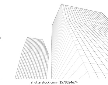 city architecture abstract 3d illustration
