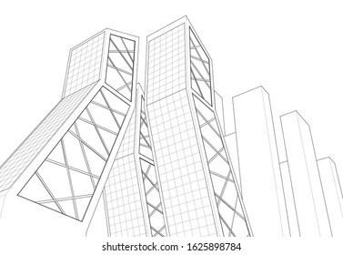 city architecture abstract 3d illustration
