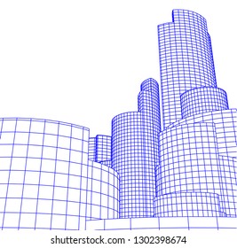 city architecture building 3d vector illustration